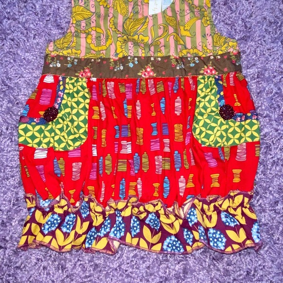 4 Matilda Jane Paint By Numbers Boutique Red Jester Shasta Bubble Tunic Tie Top - Picture 5 of 11